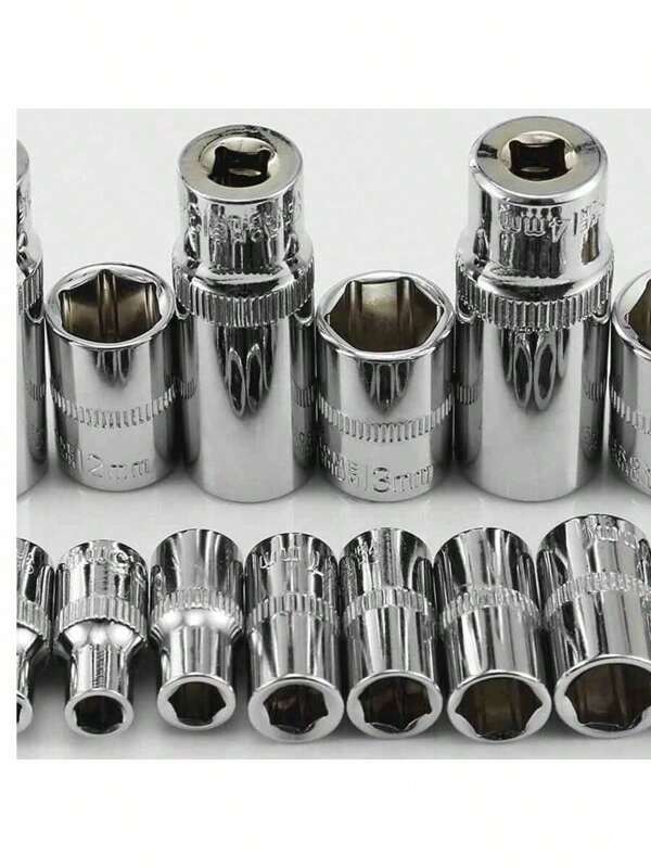 Uma chave de soquete de ferramenta de 1/2 de 8 mm a 32 mm é usada com uma chave de catraca. É simples, conveniente e rápida de operar e tem excelente desempenho. Reparação automática e manutenção mecânica. função -Instalação e manutenção -Ferramentas de hardware -Vários tamanhos -Aço cromo vanádio CR-V de alta qualidade refinado através de vários processos -Alta dureza geral de tratamento térmico, especificações de manga claramente escritas -A galvanoplastia de superfície não é fácil de enferrujar