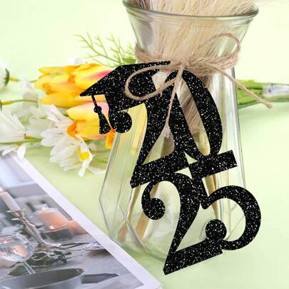 20pcs Class Of 2025 Graduation Confetti Glitter Side Grad Party Tags 2025 Cutouts Tags 2025Graduation Centerpiece Grad Party Tags For Table Congrats Grad Decor (5 Colors)