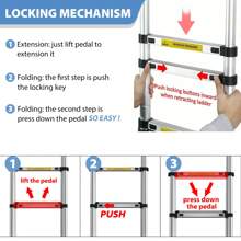 Telescoping Ladder Aluminum 6FT + 7FT, 5 Step Ladder With Anti-Slip Wide Pedal, Collapsible Folding Step Stool Step Ladder For Stairs Home Outdoor Work, A-Frame, 330lbs-Capacity - Silver - View 5