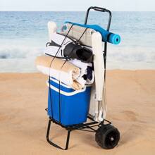 Aktive Chariot de plage pliable avec grandes roues et corde de maintien