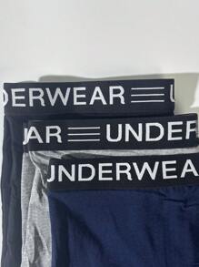 Set de 3 boxer briefs elásticos con estampado de letras para hombre