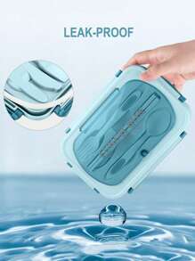 Set Bento Box Adult Lunch Box, Containers For Adults Men Women With 3 Compartments, Lunchable Food Container With Utensils, Sauce Jar, Muffin Liners, Microwave & Dishwasher Friendly, Brown, (Send Knives, Forks, Spoons, And Chopsticks ),Kitchen,Christmas Gift - Blue - View 3