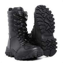 MILITARY BOOT WITH SIDE ZIPPER AND RUBBER GEAR PROTECTOR - 黑色 - 查看 1