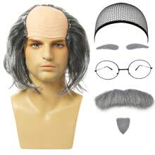 假发爷爷 中老年素描装扮套装 Cosplay 搞笑套装 光头假发 老太太假发 头饰 眼镜 发网 胡须 COS 假发装扮 - 彩色 - 查看 6