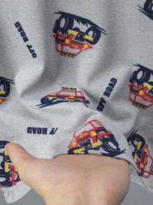 2 件套幼儿男童卡通卡车印花轻便长袖上衣和裤子休闲睡衣套装，春夏 - 彩色 - 查看 8