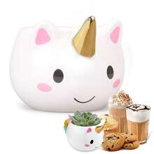 Einhorn-Kaffeetasse, 3D-Keramik-Teetasse, Cartoon-Einhorn-Tasse für das Homeoffice, einzigartiges Weihnachtsgeschenk, Weihnachtsgeschenk, Muttertag, Geburtstag, Erntedankfest - Weiss - Übersicht 2