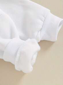 Sudadera para bebé recién nacido, niño y niña, mono de manga larga con burbujas y bordado de Hello World, mono de forro polar de gran tamaño, suéter, tops, ropa bonita para otoño e invierno - Blanco - Ver 7