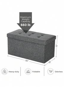 SONGMICS Banco de Almacenamiento, Puff Almacenaje de 76 cm, Baúl de Almacenaje, Taburete Reposapiés, Gris Oscuro MLSF47K - Gris - Ver 7