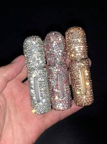 1 Pc High-End Diamond Encrusted Perfume Travel Atomizer, 5ml Refillable Mini Spray Bottle With Vacuum Impressed Design, Moisturizing Cosmetic Sample