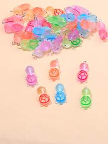 10pcs Mini Resin Glow-In-The-Dark Sea Turtle Pendant, Cute Cartoon Animal Charms In Random Colors For DIY Bracelet, Anklet, Necklace, Keychain, Bag Accessories, Halloween, Teacher Gifts, Custom Name Necklaces, Earrings, Chain Jewelry For Ladies