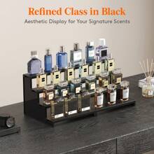4 Tier Black Display Risers Stand, Plastic Cologne Organizer Perfume Stand, Display For Figures, Cupcake, Dessert, Spice, Fragrance, Countertop, Vanity, Dresser, Cabinet Use - màu đen - Xem 4