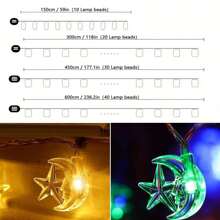 1 Pack 20/40 LED Moon Star String Lights For Home Garden Outdoor Indoor Bedroom Courtyard Party Activities Decoration(Without Battery)