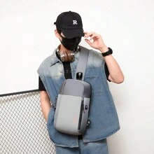 1 peça bolsa de peito masculina de alta qualidade, bolsa transversal preta com trava de senha antirroubo, orifício para fone de ouvido, adequada para adolescentes, casual, atividades ao ar livre, esportivas, viagens, formatura, presentes de aniversário