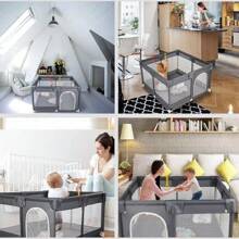 Large Baby Playpen Kids Toddlers Infant Activity Center Saftety Play Fence Yard - Grey - View 4