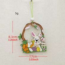 Adornos de Pascua de madera con cuerdas, zanahoria, flor, conejito, adornos colgantes de Pascua para la decoración navideña del hogar. - amarillo claro - Ver 8
