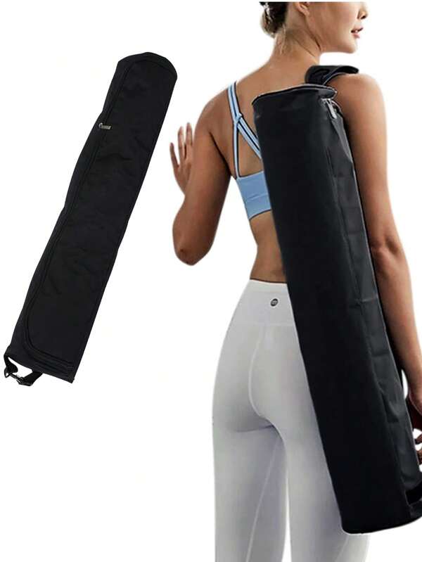 1pc Black Yoga Mat Bag,Utility Full Zip Exercise Yoga Mat Carrier Bag With Adjustable Strap,Waterproof Yoga Mat Carry Bag Strap For Most Yoga Mats To Gym Class,Beach,Park,Travel For Women,Men.,Boho Vibes
