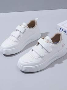 女士时尚百搭休闲厚底运动鞋，简约设计，适合日常穿着 - 白卡 - 查看 5