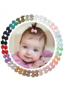 40PCS 1.4" Cute Mini Fashion Bow Snap Clip, Grosgrain Ribbon Bow Small Hair Clip For Baby Girls