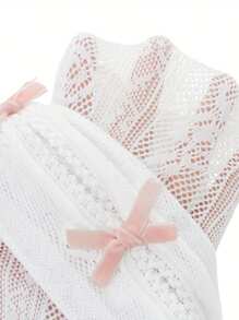 Women Lace Hollow Out Shrug Open Front Cropped Cardigan Bolero Fishnet Shawl Arm Sleeves With Finger Holes Halloween Costume Accessories - 淺粉色 - 查看 8