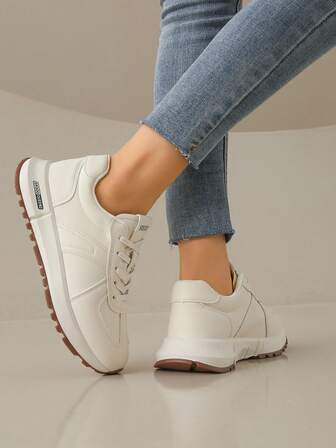 Women's Round Toe Lace-Up Casual Comfortable Versatile Outdoor Running Sports Shoes