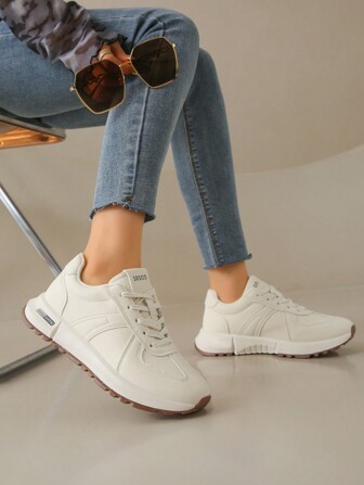 女士圆头系带休闲舒适百搭户外跑步运动鞋