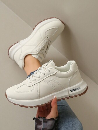 女士圆头系带休闲舒适百搭户外跑步运动鞋