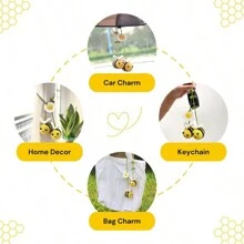 Haak bijen auto achteruitkijkspiegel houder, kamer decoratie, schattige hommel auto hangende ornament, een cadeau voor bijenliefhebbers auto hangend, haak schattige bijen tas ornament, auto interieur decoraties