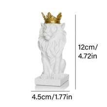 Crown Lion Statue Home Office Bar Lion Faith, Handmade Animal Image Crown White Lion Statue Desktop Ornaments Crown Lion Sculpture Exquisite - Multicolor - View 4