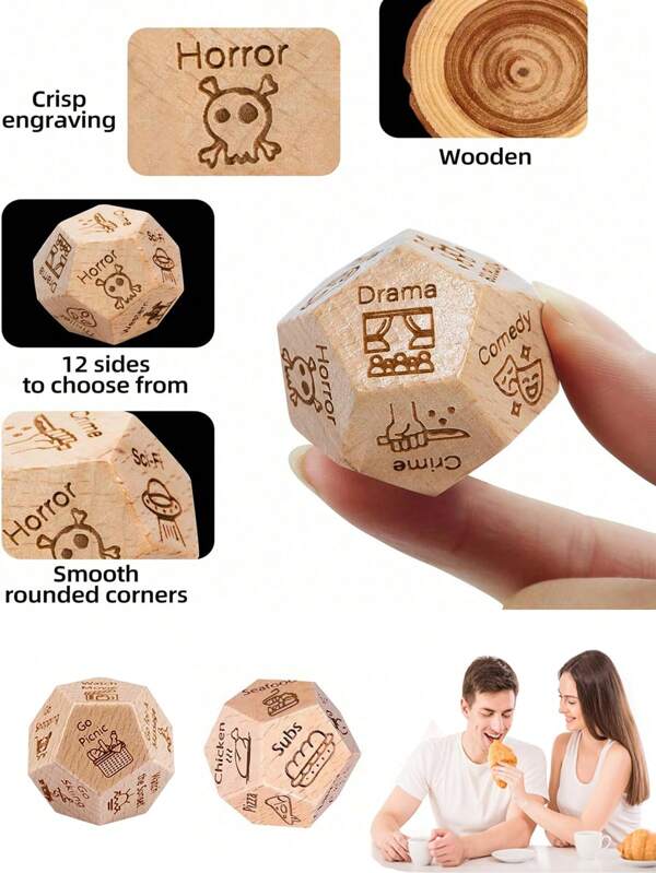 1pc Couples/Friends Dice Game For Date Night, Anniversary, Valentine's Day, Birthday - Fun Interactive Activity Dice With Food, Movie, Activity, Couple, Choice Designs, Ideal Gift For Couples, Parties, Holidays, Festivals