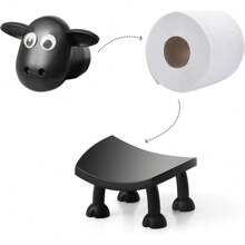 VELENTI Sheep Toilet Roll Holder - Funny Toilet Paper Holder Free Standing Bathroom Set - 3D Printed Black Sheep Loo Roll Holder - Hilarious Tissue Paper Roll Storage - Cute Bathroom Decor - Set Of 3 - X1 - Xem 5