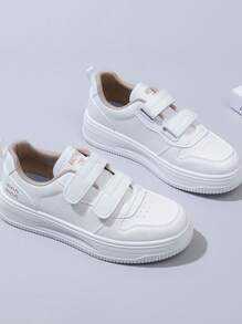 女士时尚百搭休闲厚底运动鞋，简约设计，适合日常穿着 - 白卡 - 查看 2