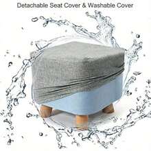 28CM Ottoman Pouffe Stool Upholstered Footstool Removable Linen Cover Highly Elastic Sponge Padded Cover 4 Legs Padded For Living Room Grey - Variant1 - View 6
