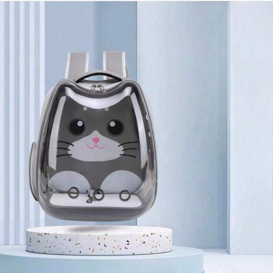 1 Piece Portable Pet Carrier Backpack, Safe Pet Travel Bag Pack, Dog Cat Carrier Bag Backpack - 灰色 - 查看 1