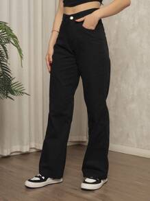 Calça Feminina Wide Leg Slim Fit Moderno Moda Casual