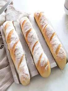 1pc Gold French Baguette Cake Mold, Perforated Bread Loaf Baking Tray, Non-Stick French Stick Bread Pan, Wavy Slot Toast Box, Baking Tool