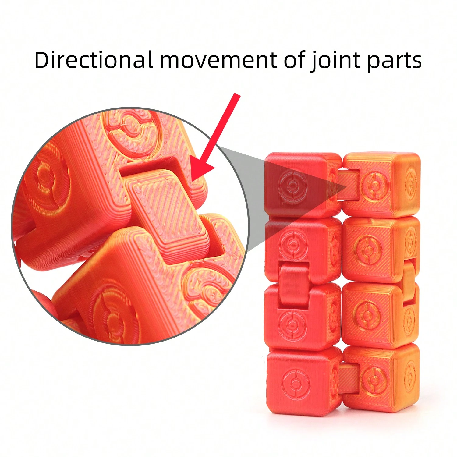 Juguete Rompecabezas Infinito De Aleación Para Aliviar El Estrés – Portátil, Flip Puzzle Para TDAH Y Ansiedad (Rojo Y Negro)