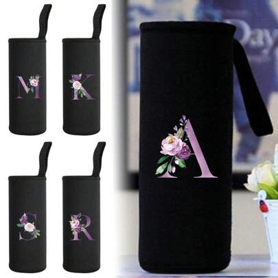 غطاء عازل للكوب الحراري 550مل ، غطاء عازل للماء والقهوة والحليب والشاي البارد ، عازل مقاوم للتسرب ، مع حبل للرفع مقاوم للحرق ، مخصص للتنظيم والسفر ، سلسلة طباعة أحرف عصرية