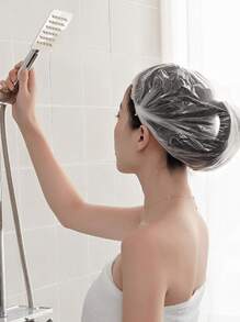 50pcs Non-Tear Transparent Disposable Shower Cap, Waterproof Hair Conditioning Treatment Cap Suitable For Bathing, Hair Oil, Hair Masks - Multicolor - View 7