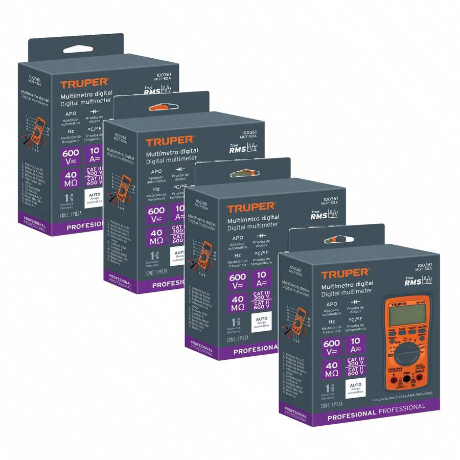 TRUPER KIT 4 PZ-Professional Multimeter With True And Auto Range - Orange - View 1