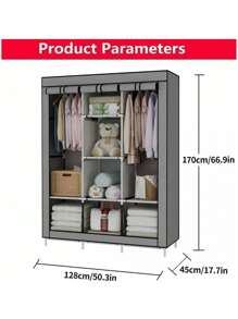 Buildable Closet With Dust-Repellent Fabric, Strong And High-Quality Structure - Practical And Aesthetic Design For Efficient Home Organization - Modular Buildable Closet With Strong And Dust-Repellent Fabric - Practical And Elegant Storage For Clothes And Accessories, Made With Highly Durable Materials, End Of Year  Dresses - Light Grey - View 7