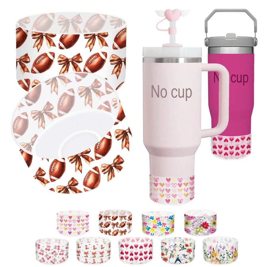 1 Pc Blocks Silicone Boot For Ice Cup 40oz & 30oz Tumbler,Silicone Printed Cup Holder,Cherry Print,Boots Print,Rabbit Print,Flower Prints,Hummingbird Print,Heart Strawberry Print, Mother's Day Gift, Back To School Supplies
