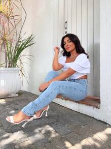 Mon Jeans Pants Without Lycra For Women - Rửa trung bình - Xem 3