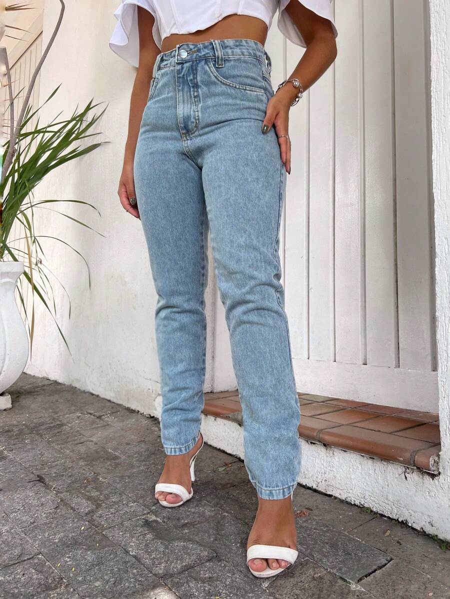 Mon Jeans Pants Without Lycra For Women - Rửa trung bình - Xem 1