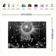 Fondos de pantalla para fiesta de cumpleaños de discoteca, bolas de discoteca plateadas brillantes, símbolos de música y diseños de altavoces, fondos de fotografía de pista de baile de discoteca retro para celebraciones y eventos - Multicolor - Ver 4