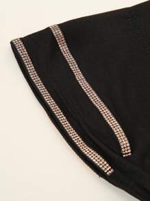 1件装女士纯色水钻内衬头巾，弹性发带设计，内衬头巾，优雅时尚，适合日常佩戴和祈祷时穿着。 - 雙排燙鑽綁帶帽 - 查看 8