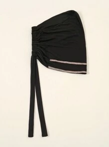 1件装女士纯色水钻内衬头巾，弹性发带设计，内衬头巾，优雅时尚，适合日常佩戴和祈祷时穿着。 - 雙排燙鑽綁帶帽 - 查看 7