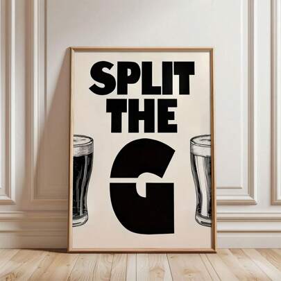 1幅复古啤酒杯帆布墙画海报，印有爱尔兰黑啤语录，饮酒主题墙饰，适用于客厅、办公室、卧室、走廊，无框。