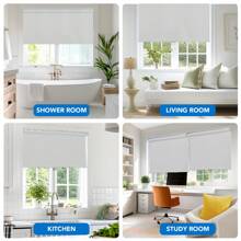 1Pc Deconovo Blackout Roller Cordless Window Shade - With Draw Rod, Modern Waterproof Rectangular Simple Design, 100% Blackout Window Treatment, Perfect For Home/Office - 淺灰色 - 查看 3