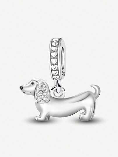 1 st hängespärla i 925 sterlingsilver med söt hund, lämplig för armband, smyckestillverkning och vardagsdekoration, perfekt för flickor/kvinnor
