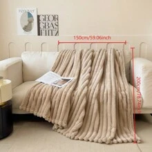 1 件 280GSM 人造毛皮毛绒毯（90 英寸 X 90 英寸大号），超柔软、蓬松、温暖舒适的床毯，可翻转加厚保暖毯，适合沙发、客厅、床，四季皆宜 - 駝色 - 查看 12
